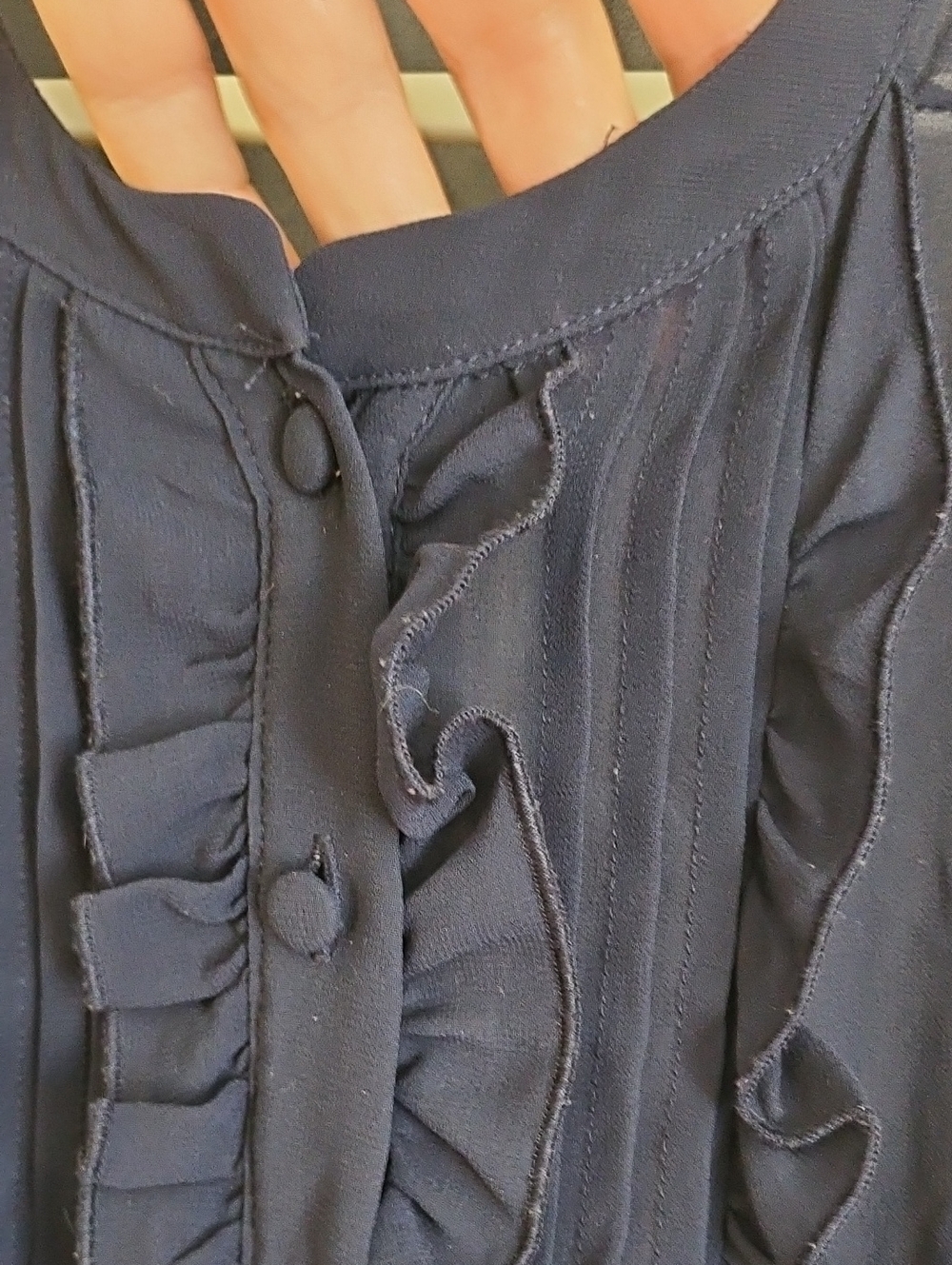 Torrid Navy Ruffle Blouse - Picture 7 of 9